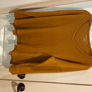 Mustard colored V neck sweater. Long sleeve, Size Small